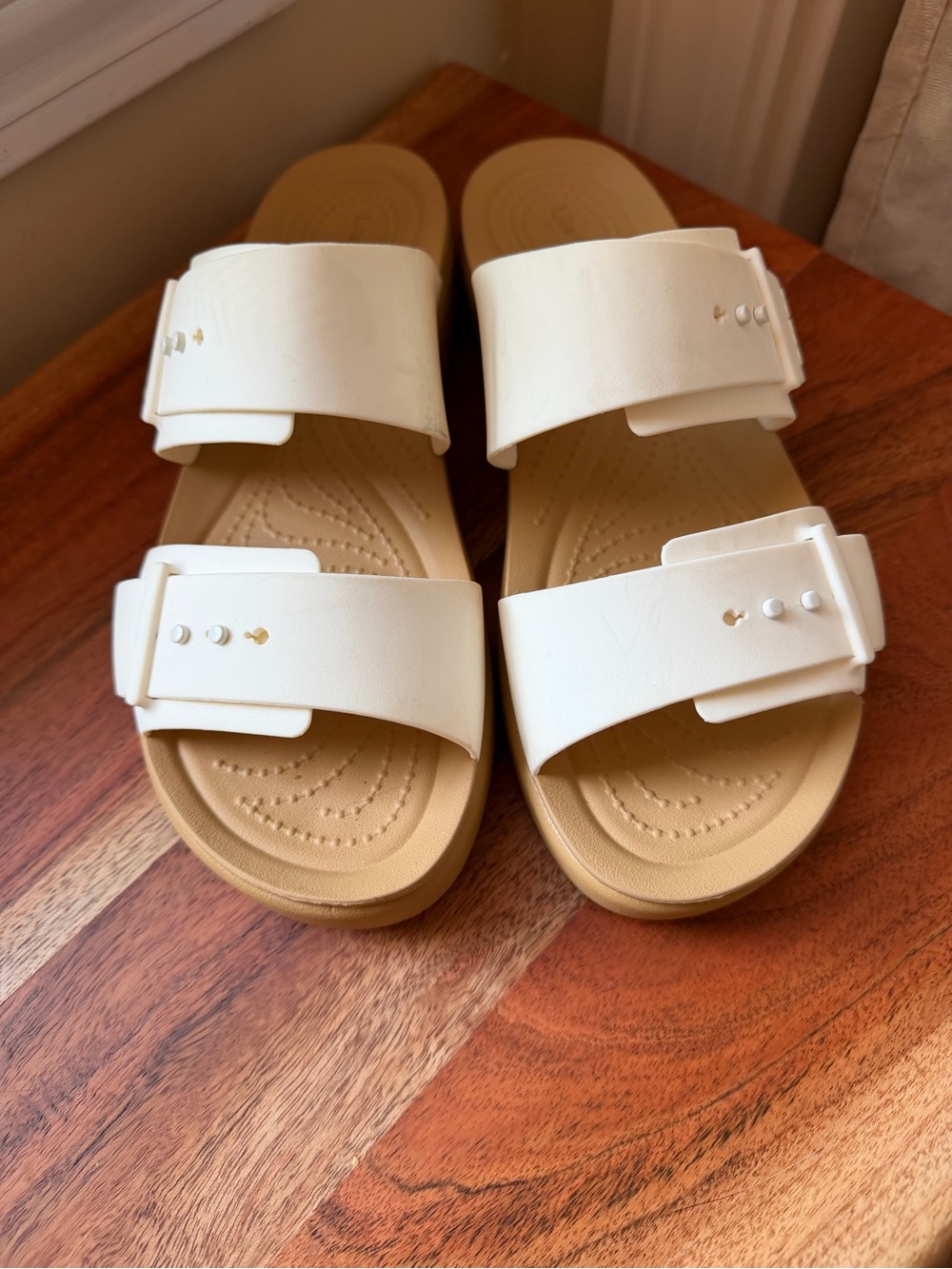 Women’s crocs White Double-Strap Slide Sandals